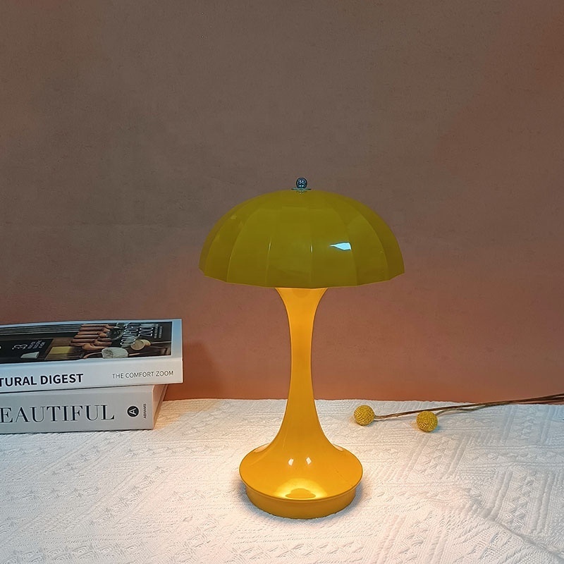 3 Way Dimmable Touch Lamp USB C Charging Port Mushroom Desk Night Light Rechargeable Bedside Table Lamp for Bedroom Living Room