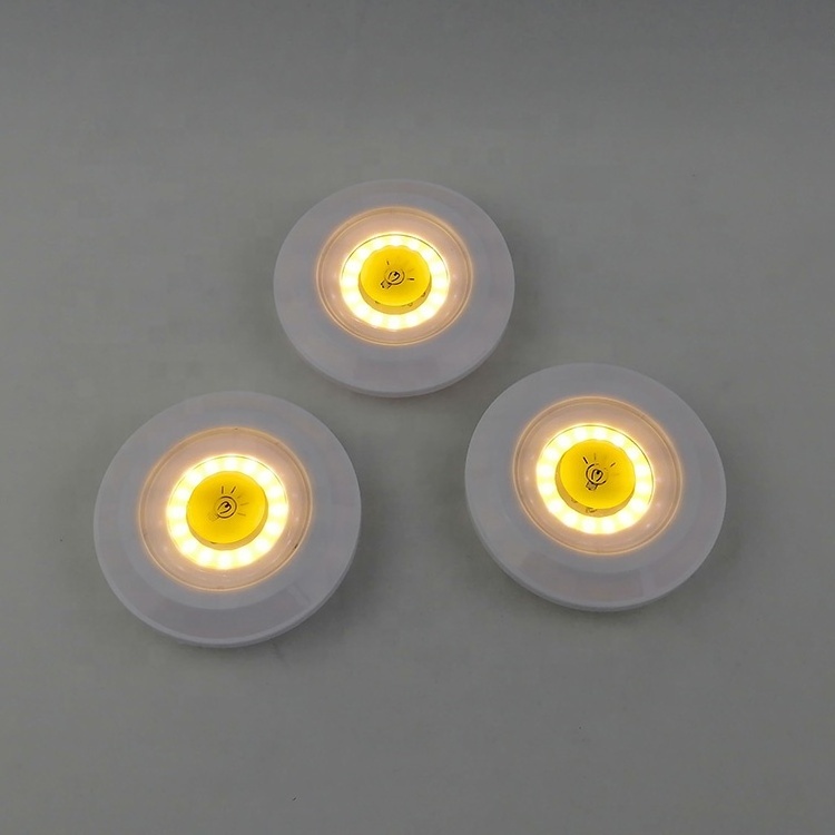 Battery Cabinet  Warm Dimmable Lighting  Wireless Led Puck Light With Remote Control Set of 3