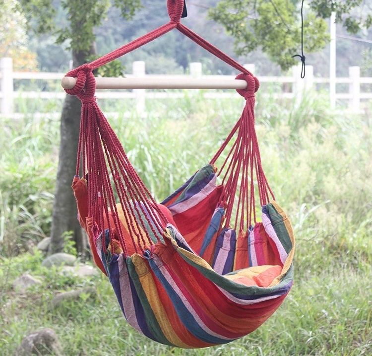 Outdoor garden Canvas Bed Folding Double Hanging Nylon Cotton Swing Portable Camping Hammock hanging chair