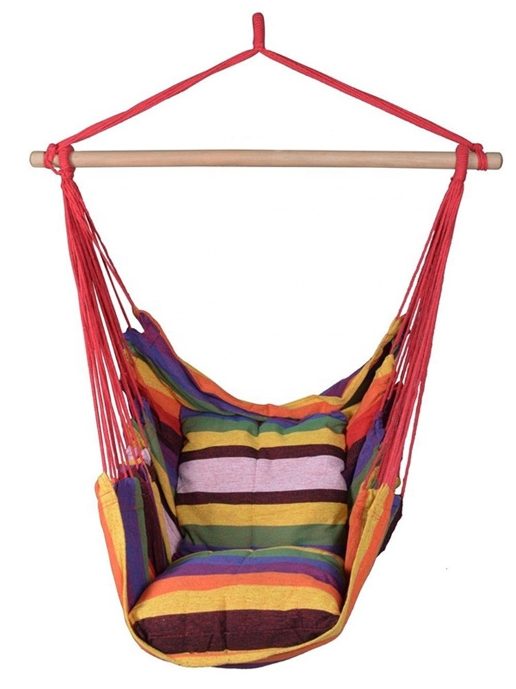 2023 Outdoor hot sale Garden Outdoor Hanging Leisure Hammock Swing Chair with two cushions