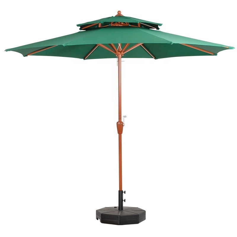 2023 Outdoor furniture patio garden aluminum steel 2.7m metal cantilever double layer patio umbrella with base