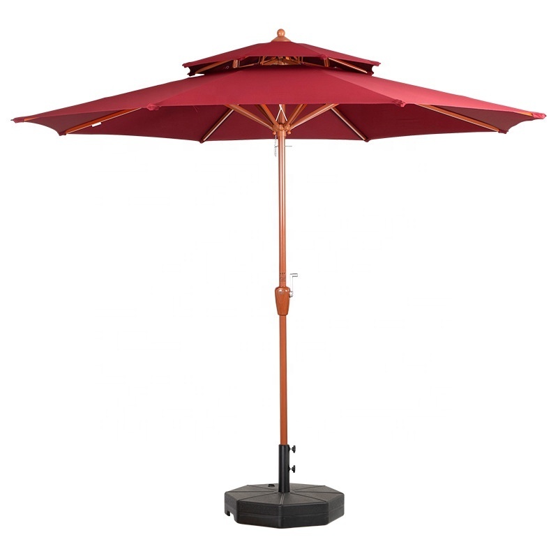 2023 Outdoor furniture patio garden aluminum steel 2.7m metal cantilever double layer patio umbrella with base