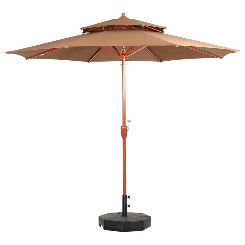 2023 Outdoor furniture patio garden aluminum steel 2.7m metal cantilever double layer patio umbrella with base