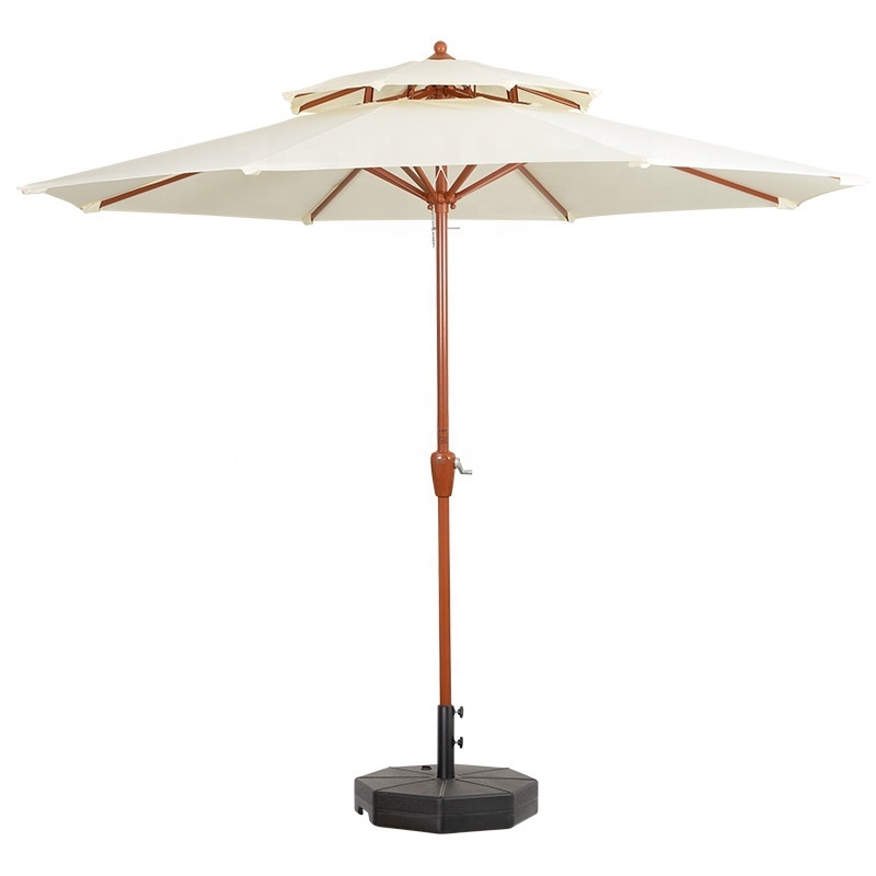 2023 Outdoor furniture patio garden aluminum steel 2.7m metal cantilever double layer patio umbrella with base