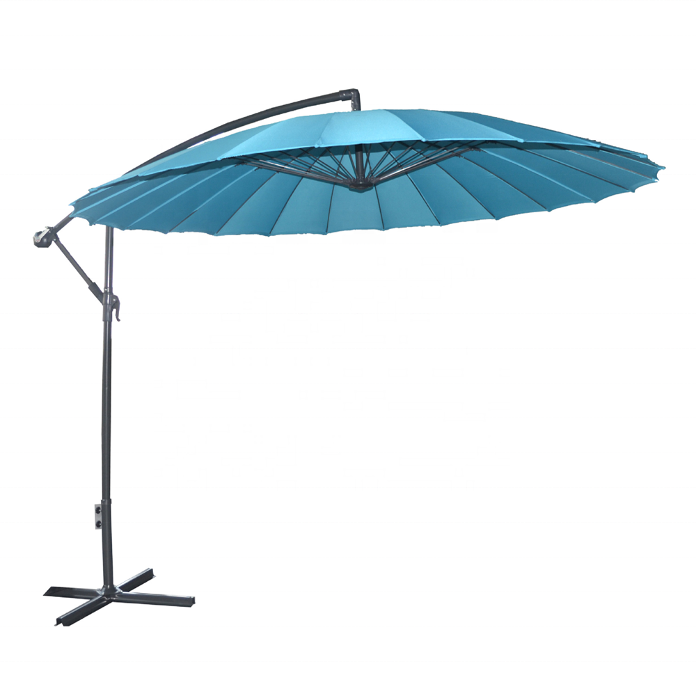 2023 Outdoor furniture patio garden banana steel 2m 2.5m metal cantilever summer waterproof umbrella with base