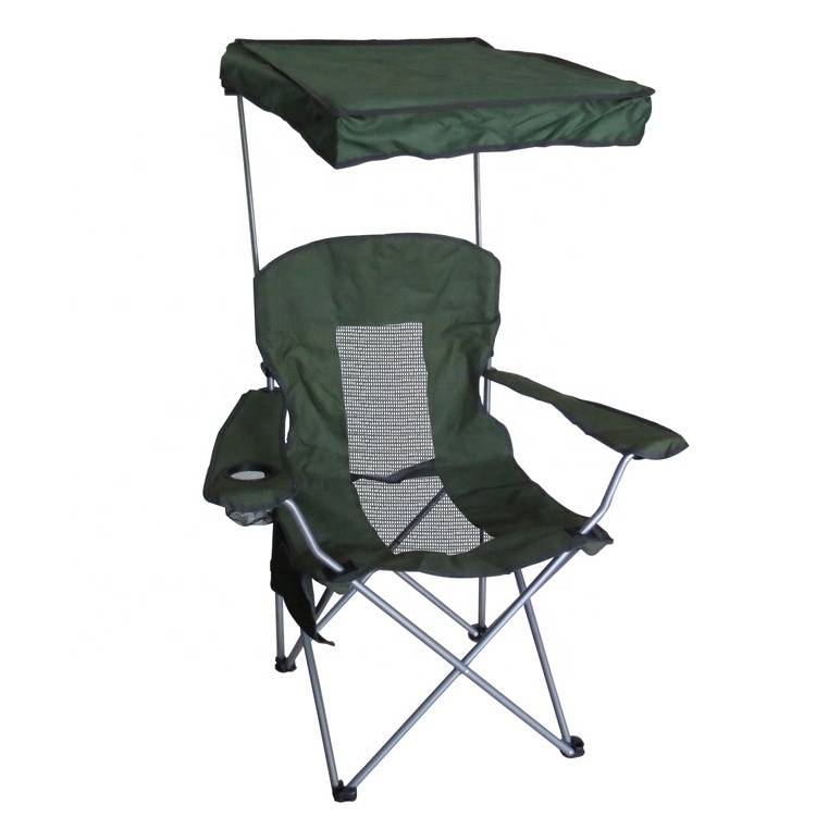 Outdoor camping folding chairs with sunshade with cupholder canopy umbrella fishing chair