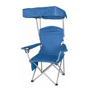 Outdoor camping folding chairs with sunshade with cupholder canopy umbrella fishing chair