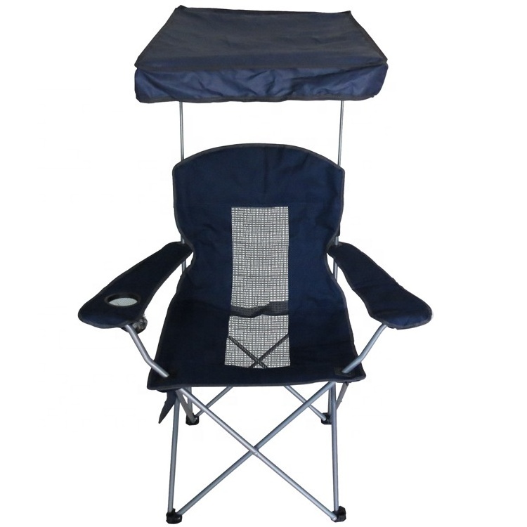 Outdoor camping folding chairs with sunshade with cupholder canopy umbrella fishing chair