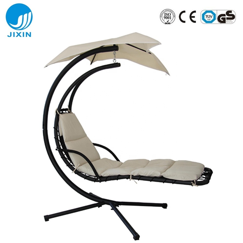 2024 Outdoor furniture garden Hanging Chaise Lounge Chair Arc Stand Air Porch Swing Hammock Chair with Canopy