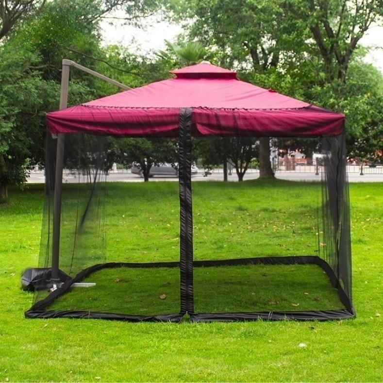 Square Side Standing Outdoor Garden Patio Parasol Umbrella dust-proof net mosquito protect net