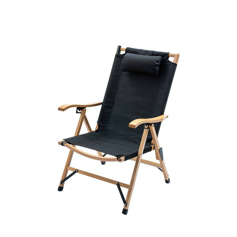 Portable casual solid wood recliner with pillow camping beach camping chair Nap large folding chair