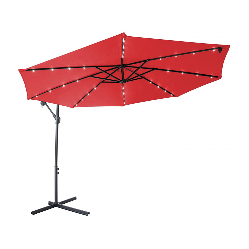 Outdoor Garden patio beach LED Waterproof strong furniture sunshade summer solar umbrella