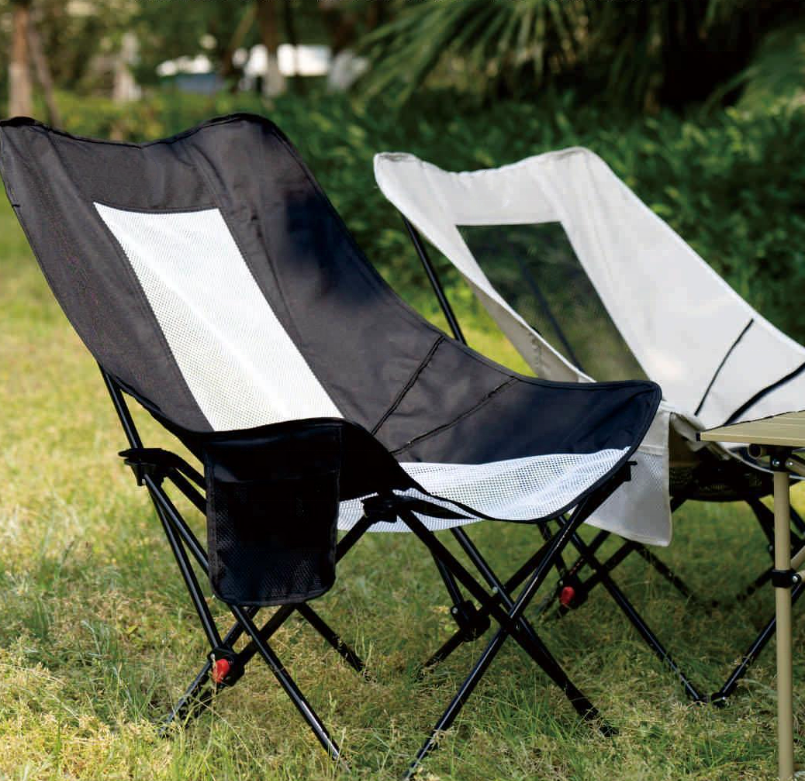 Folding Chair Outdoor Moon Chair High back mesh gauze belt file camping folding chair