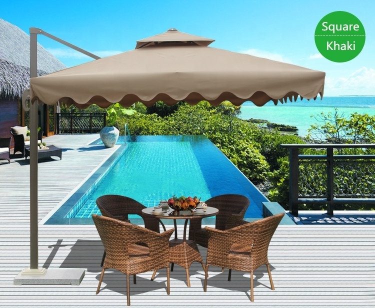 Windproof Square Side Standing Outdoor Garden Patio Beach Parasol Umbrella