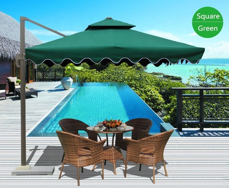 Windproof Square Side Standing Outdoor Garden Patio Beach Parasol Umbrella