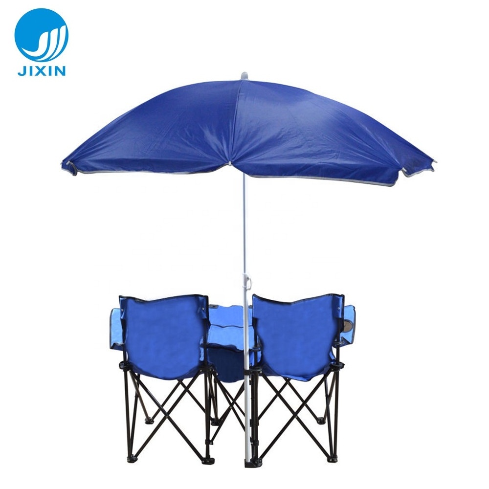 Outdoor garden picnic portable Double seat camping portable folding chair with umbrella