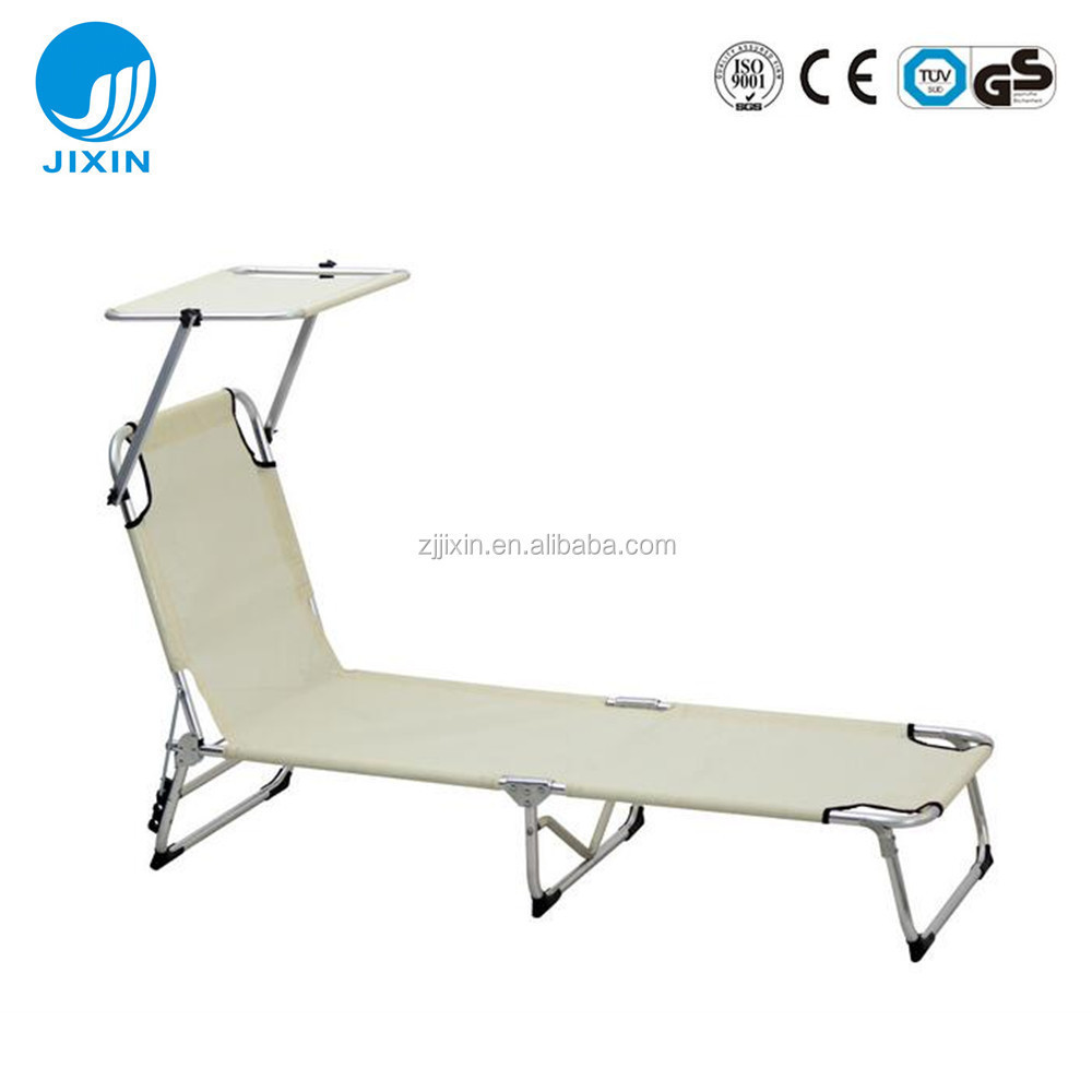 Outdoor Seaside Folding beach sun lounger with sun shade folding bed furniture