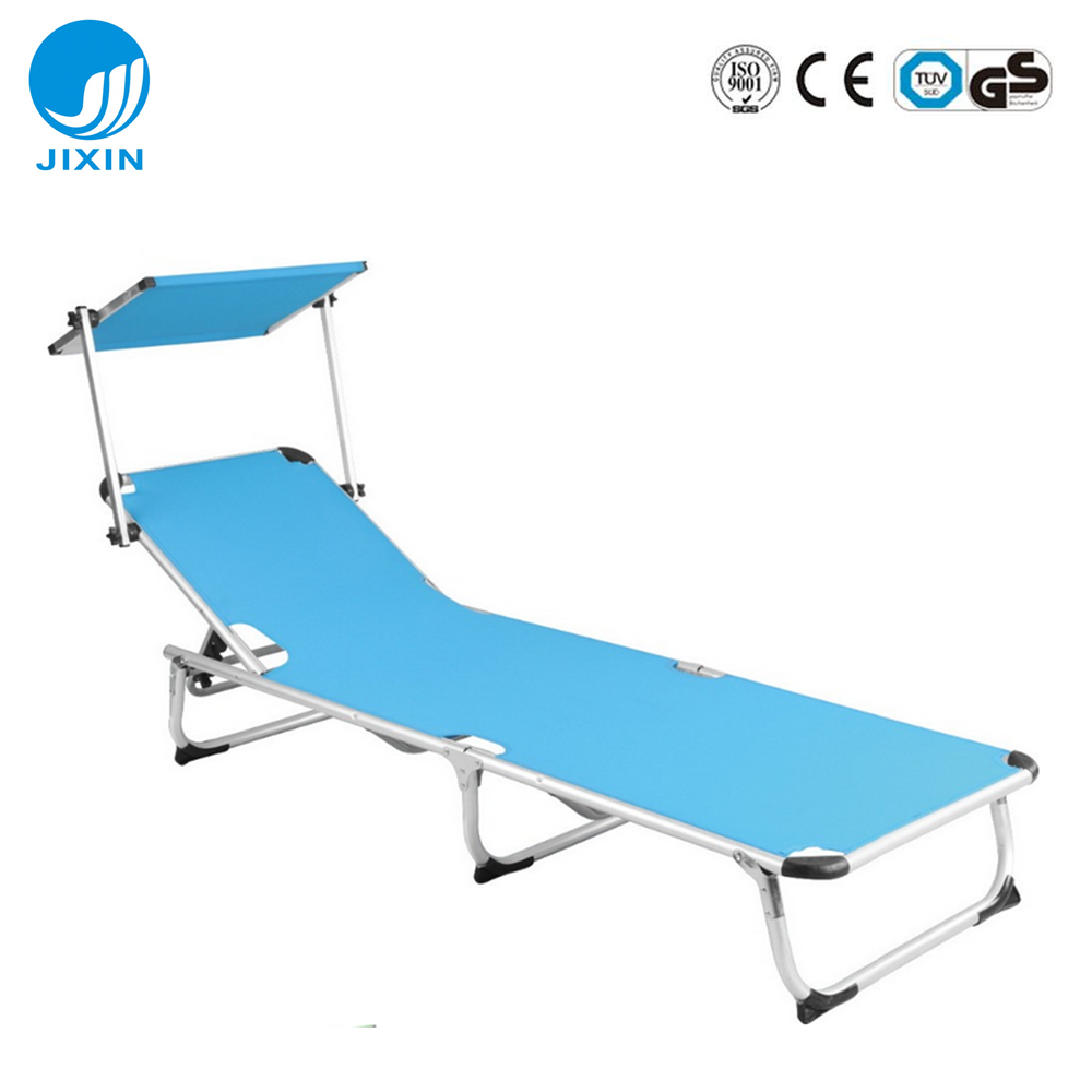 Outdoor Seaside Folding beach sun lounger with sun shade folding bed furniture