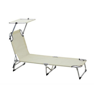 Outdoor Seaside Folding beach sun lounger with sun shade folding bed furniture