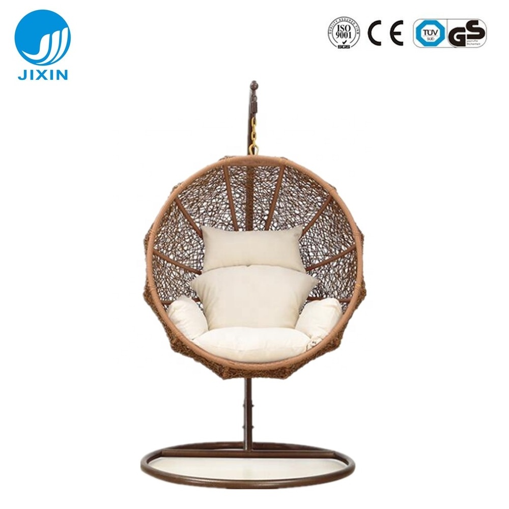 Indoor outdoor garden furniture High quality Patio PE rattan wicker Semi circle sofa hanging egg swing chair