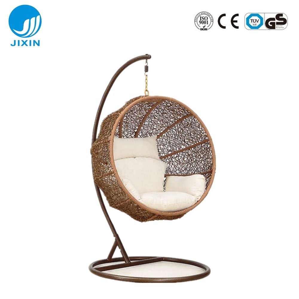 Indoor outdoor garden furniture High quality Patio PE rattan wicker Semi circle sofa hanging egg swing chair