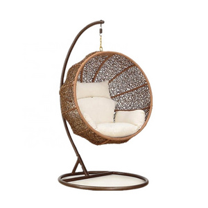 Indoor outdoor garden furniture High quality Patio PE rattan wicker Semi circle sofa hanging egg swing chair