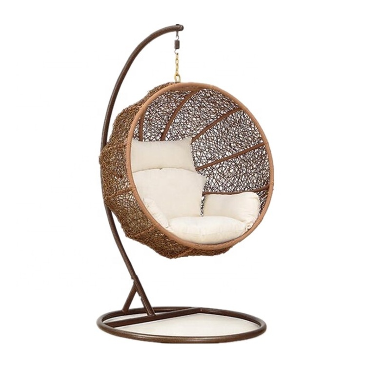 Indoor outdoor garden furniture High quality Patio PE rattan wicker Semi circle sofa hanging egg swing chair