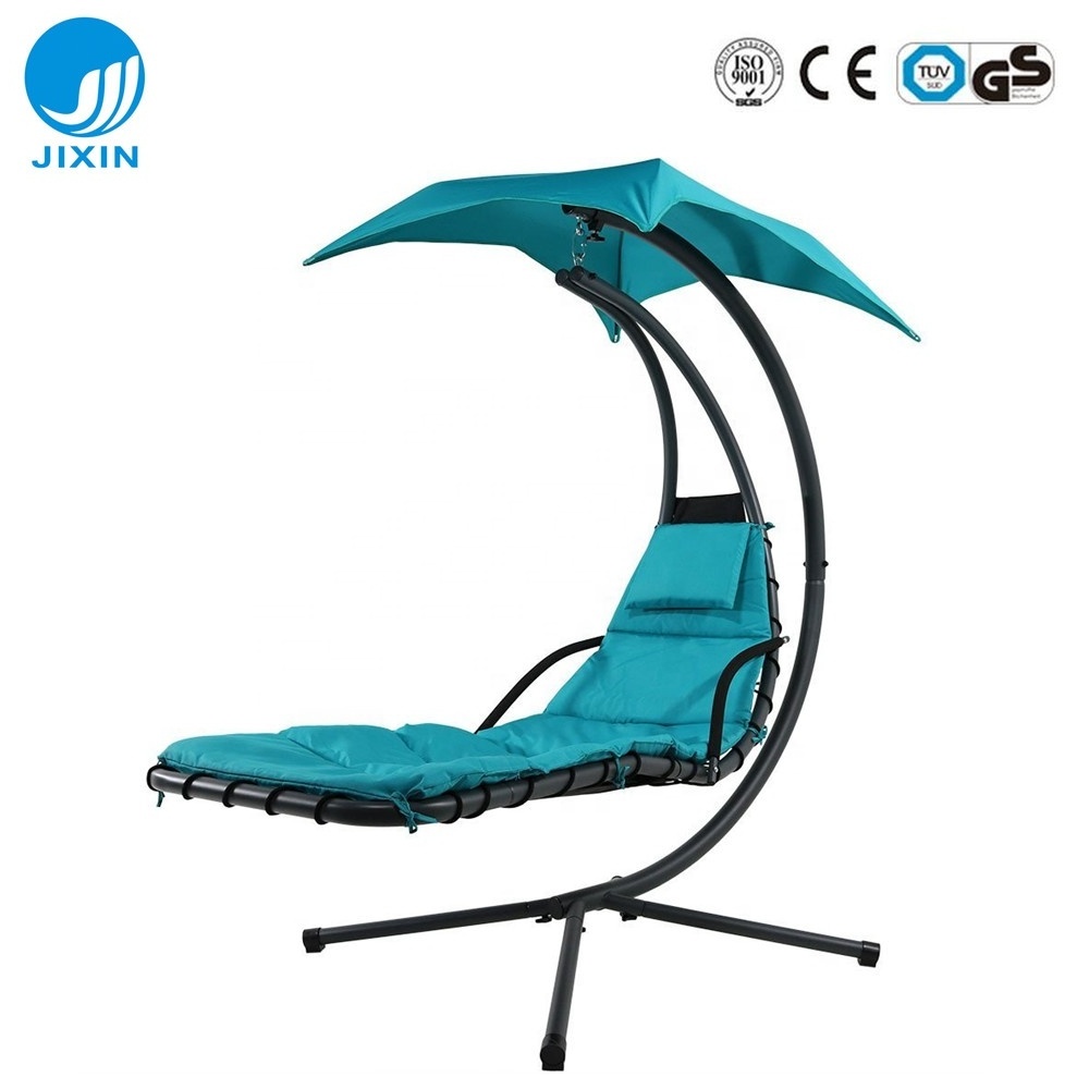 2024 Hanging Chaise Lounger Chair with Umbrella Garden Air Porch Arc Stand Floating Swing Hammock Chair with canopy