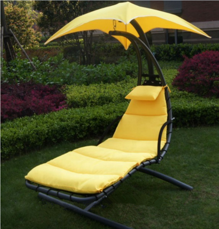 2024 Hanging Chaise Lounger Chair with Umbrella Garden Air Porch Arc Stand Floating Swing Hammock Chair with canopy