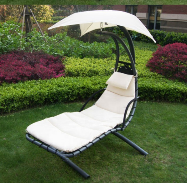 2024 Hanging Chaise Lounger Chair with Umbrella Garden Air Porch Arc Stand Floating Swing Hammock Chair with canopy