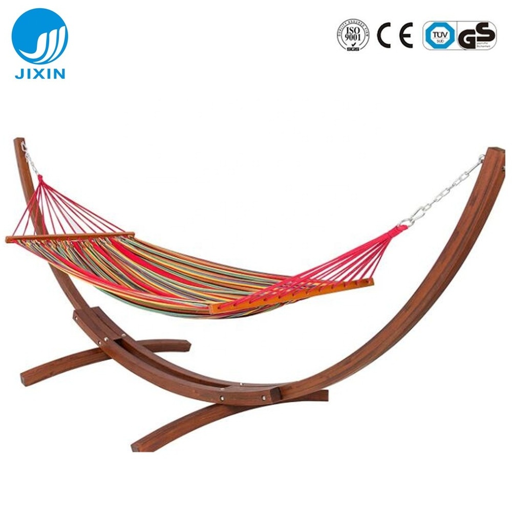 Outdoor equipment Best seller Garden leisure quilted double portable hammock folding beds with wooden stand