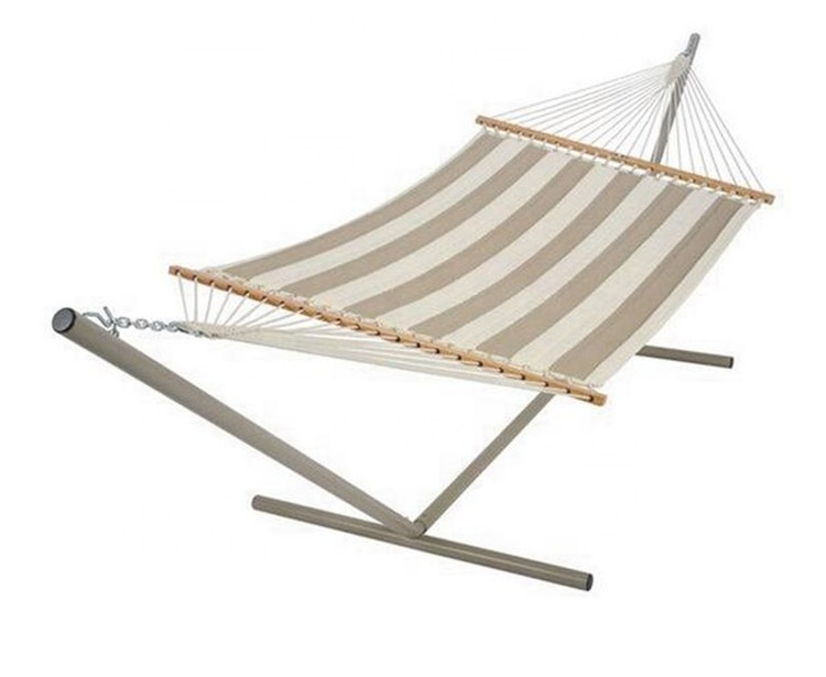 Outdoor equipment Best seller Garden leisure quilted double portable hammock folding beds with wooden stand