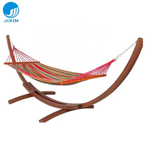 Outdoor equipment Best seller Garden leisure quilted double portable hammock folding beds with wooden stand