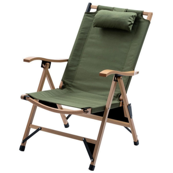 Portable casual solid wood recliner with pillow camping beach camping chair Nap large folding chair