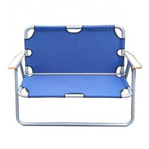 2024 outdoor Fashion double seat folding aluminum beach chair for two persons strong folding double chairs