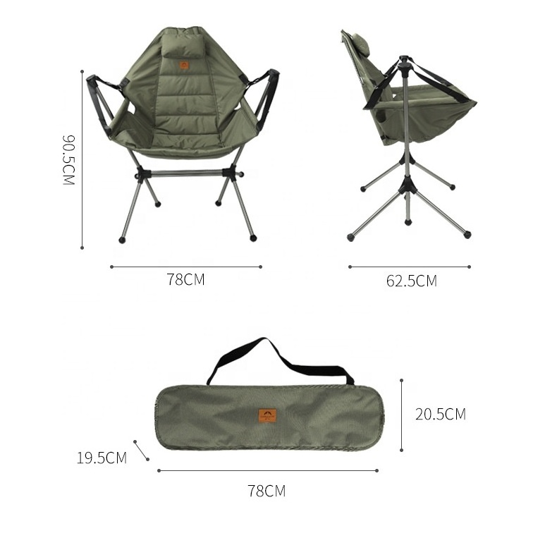 Outdoor garden popular picnic leisure steel aluminum folding rocking chair camping compact hiking fishing chair