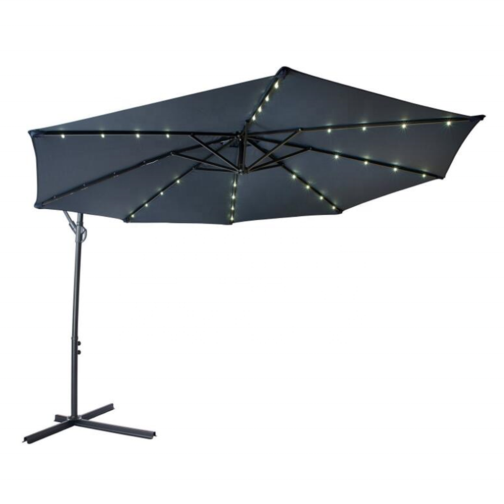 Outdoor Garden patio beach LED Waterproof strong furniture sunshade summer solar umbrella