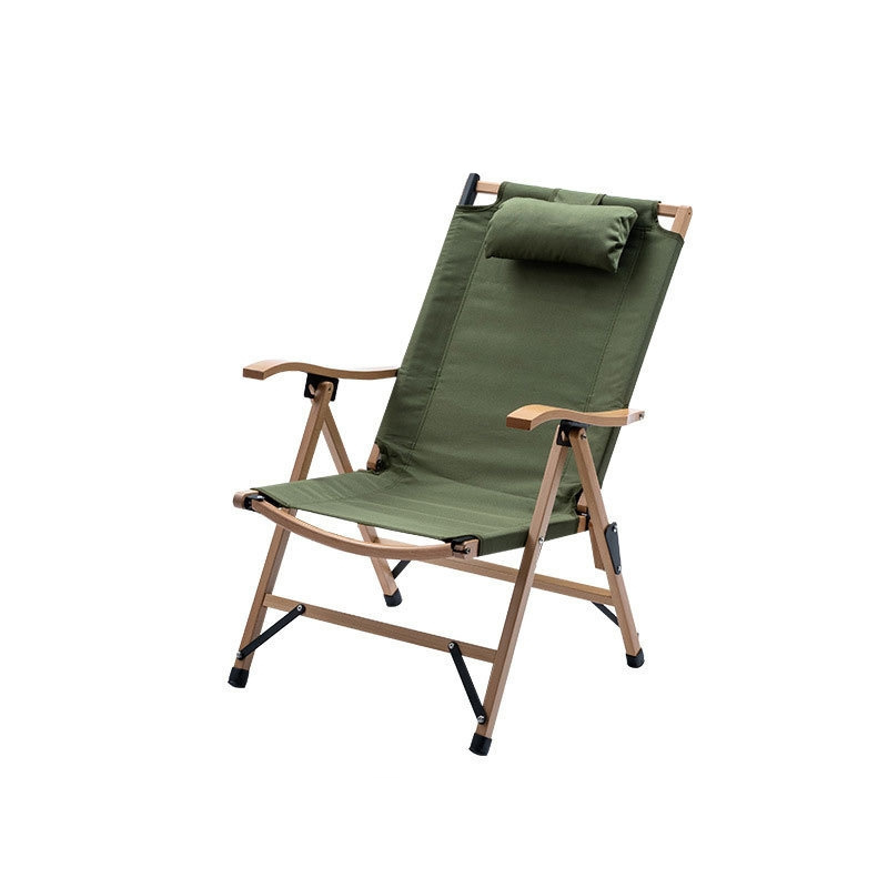 Portable casual solid wood recliner with pillow camping beach camping chair Nap large folding chair