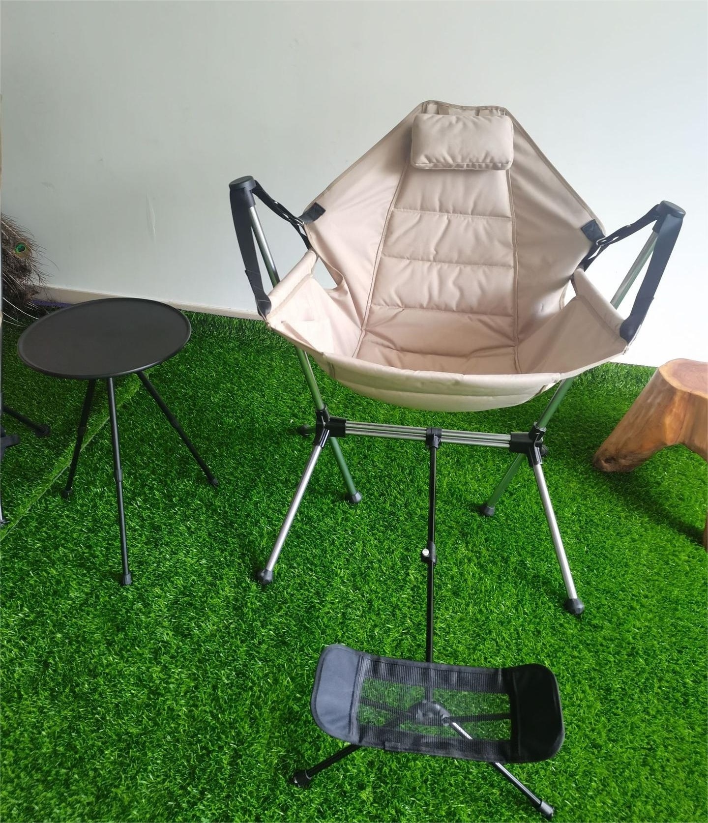 Outdoor garden popular picnic leisure steel aluminum folding rocking chair camping compact hiking fishing chair