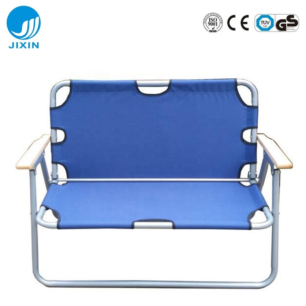 2024 outdoor Fashion double seat folding aluminum beach chair for two persons strong folding double chairs