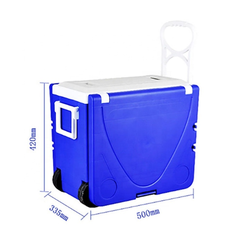 2023 Outdoor Multifunction Plastic Table Cooler Box 28L Ice Chest Cooler With Wheels Chairs trolley