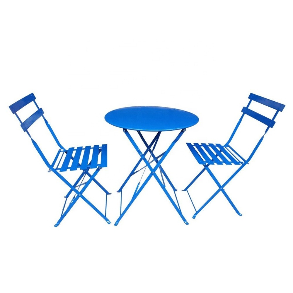 2024 Outdoor high quality furniture patio Steel Folding Dining Table and Chairs Garden Backyard Furniture Set bistro set