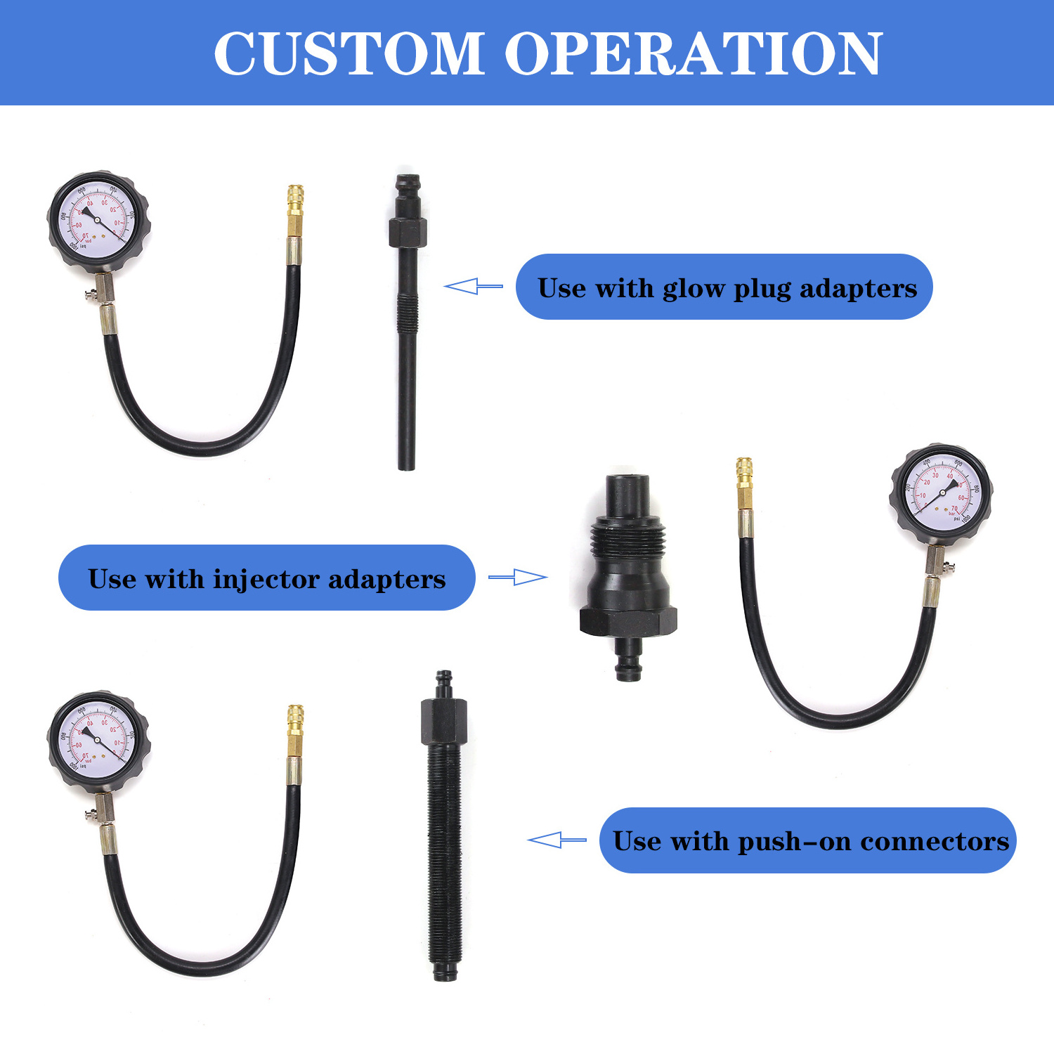 vehicle diagnostic tool diesel engine pressure compression tester TU-15B diesel cylinder pressure gauge kit