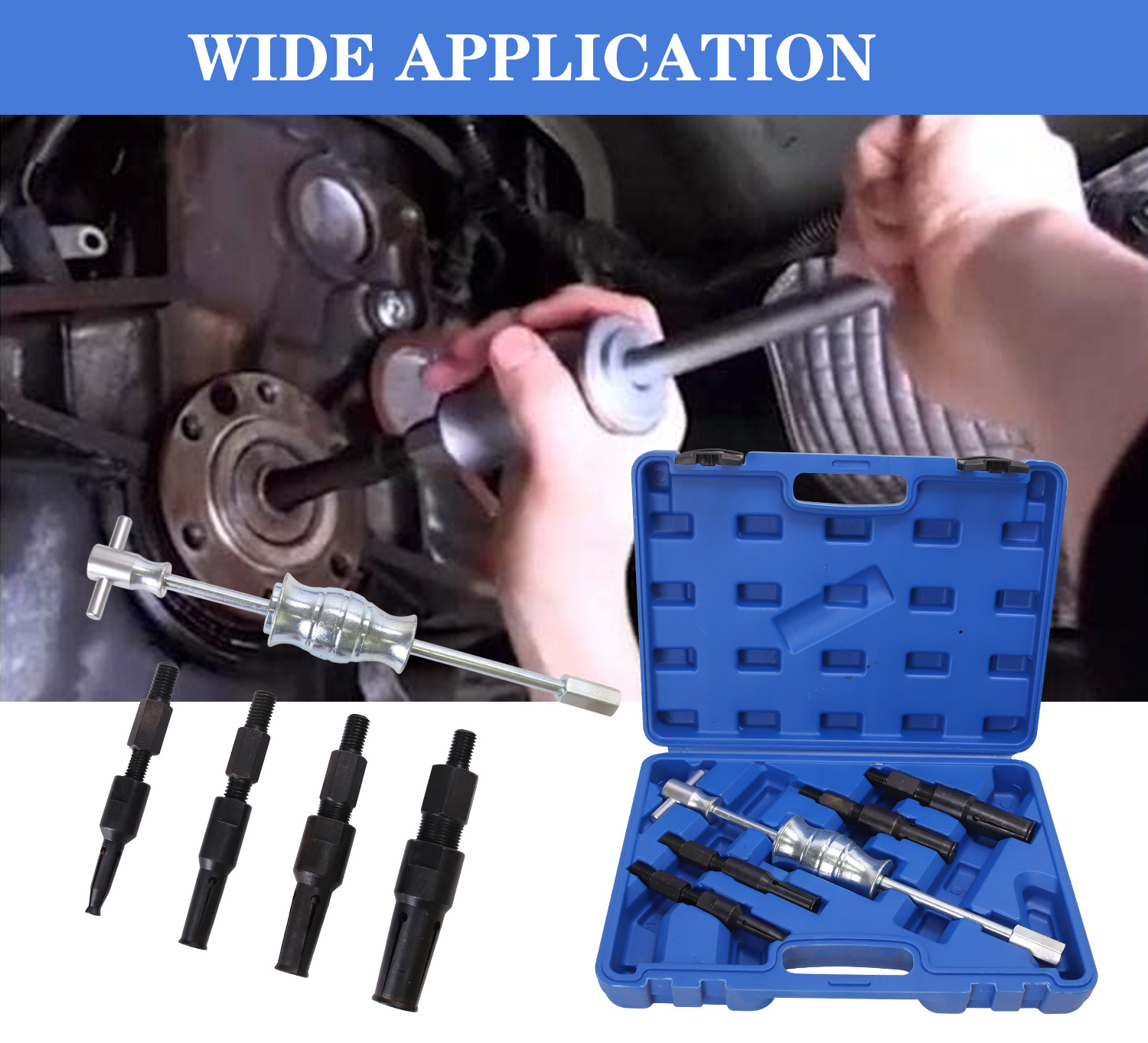 5 Pcs Automotive Seal Extractor Puller Set Blind Hole Collet Slide Hammer Puller Kit Pilot Inner Bearing Removal Tool