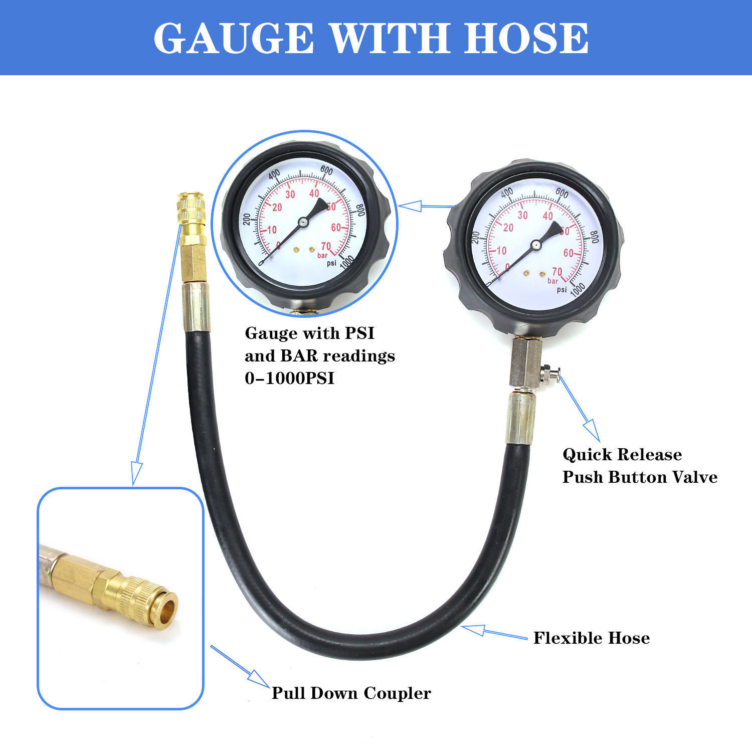 vehicle diagnostic tool diesel engine pressure compression tester TU-15B diesel cylinder pressure gauge kit