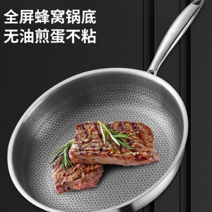 Non stick cookware 30/32/34/36cm triply stainless steel honeycomb wok with lid non-stick fry pan