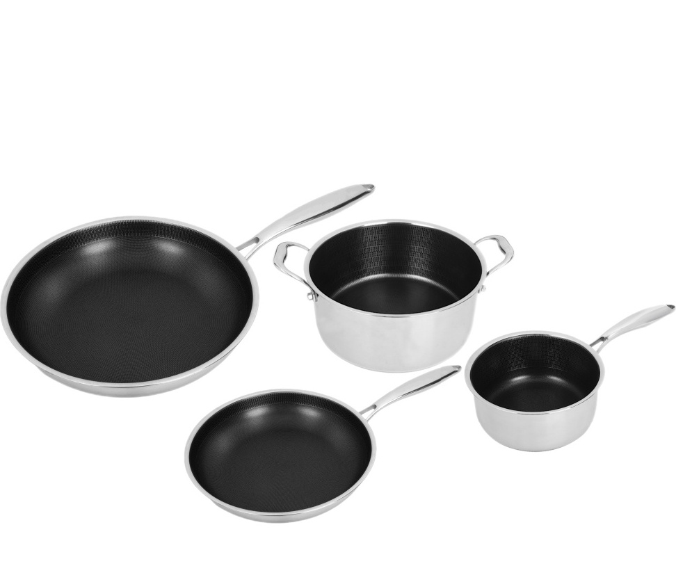 Wholesales stainless steel luxury cooking pot set kitchen non honeycomb pots and pans non stick cookware sets