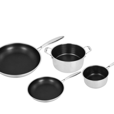 Wholesales stainless steel luxury cooking pot set kitchen non honeycomb pots and pans non stick cookware sets