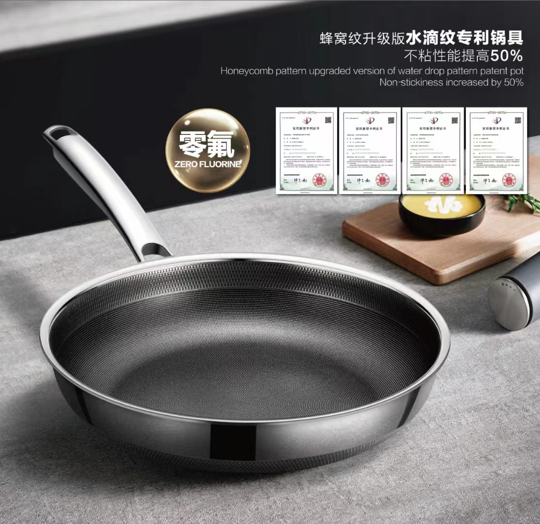 26cm Three-layers Stainless Steel Non Stick Cooking Pan Hexclad Cookware Frying Pan