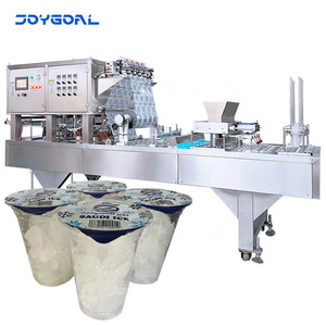 Automatic communion paper pe plastic tray cream yogurt yoghurt water cup filling and sealing machine